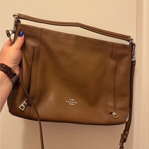 Coach Brown Leather Shoulder Bag with Structured Design